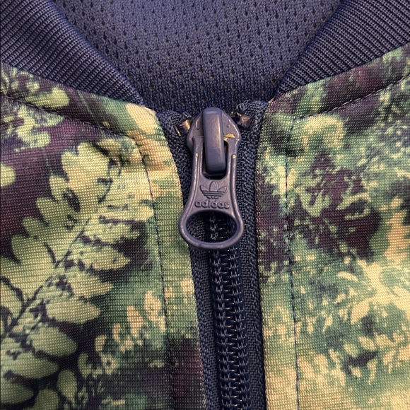 Adidas Womens Medium Bomber‎ Jacket Blue Abstract Floral Print - Picture 4 of 7